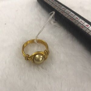 Gold wire wrapped ring with gold bead